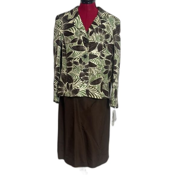 NWT Kasper Skirt Suit 100% Silk Size 16 Forest Multi 2-Piece Set Blazer & Skirt - Picture 12 of 16